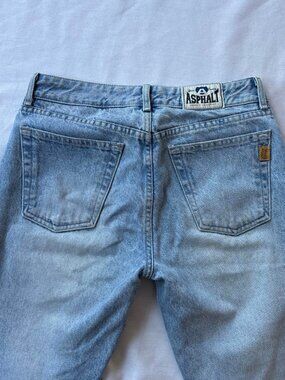 Vintage 90s Blue Asphalt Made in USA Flare Jeans Size 7 Low Rise Y2K